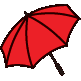 An open red umbrella
